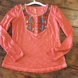 Free people salmon sequin top